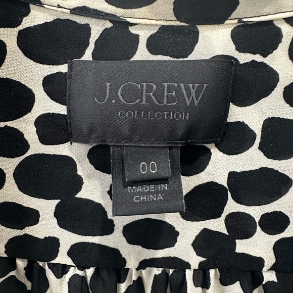 00 J.Crew Collection sheer Dalmatian print 100% silk blouse with tie neck - Picture 2 of 6